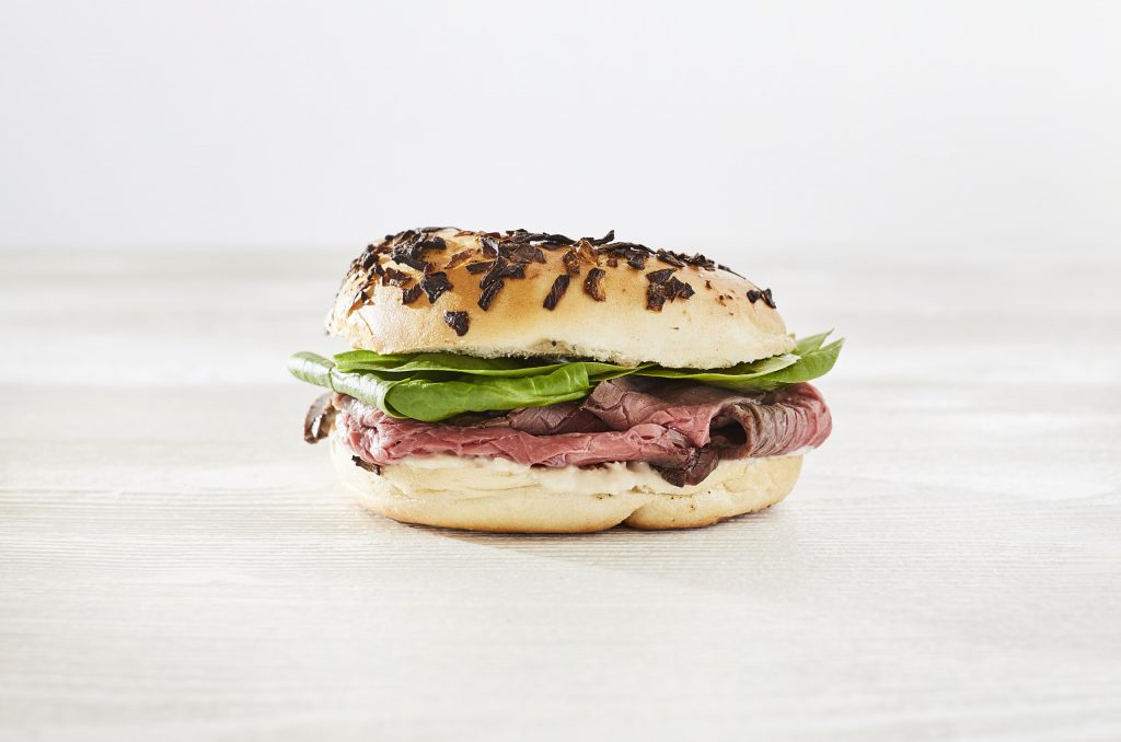 Filled Bagels Roast Beef and salad on a Bagel Yummies Deli